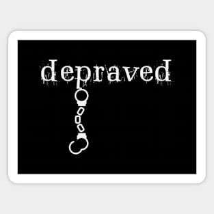 Depraved Handcuffs Hanging Dark Monotone Sticker